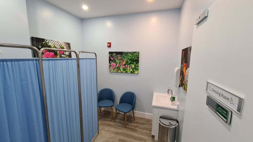 Examination room at Cayman Medical