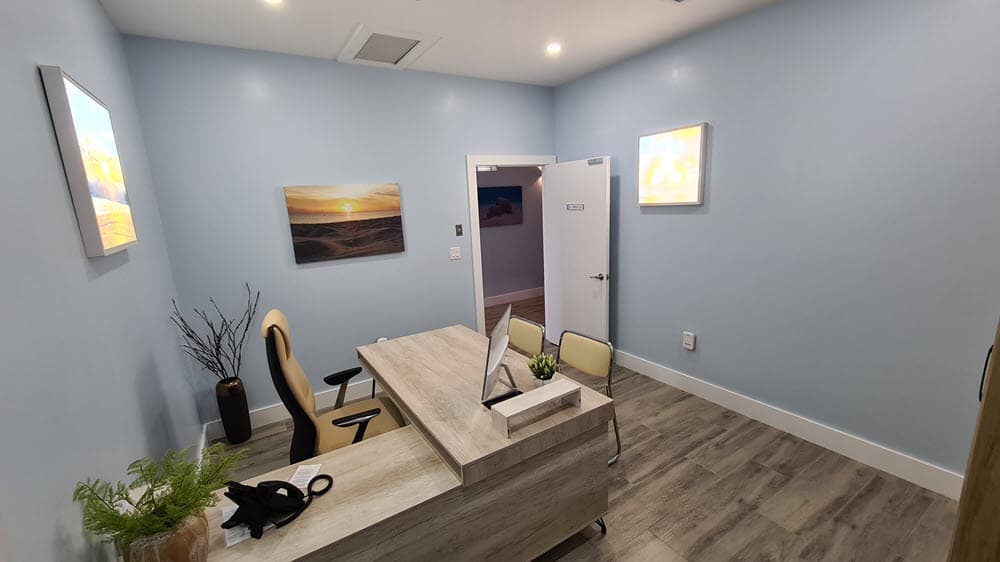 Comfortable lounge area at Cayman Medical