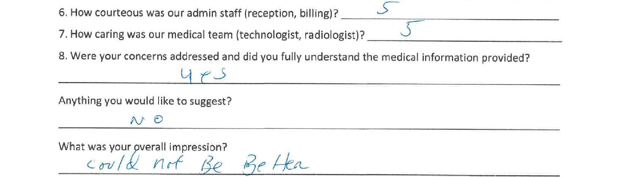 Handwritten Cayman Medical patient review 15 of 15