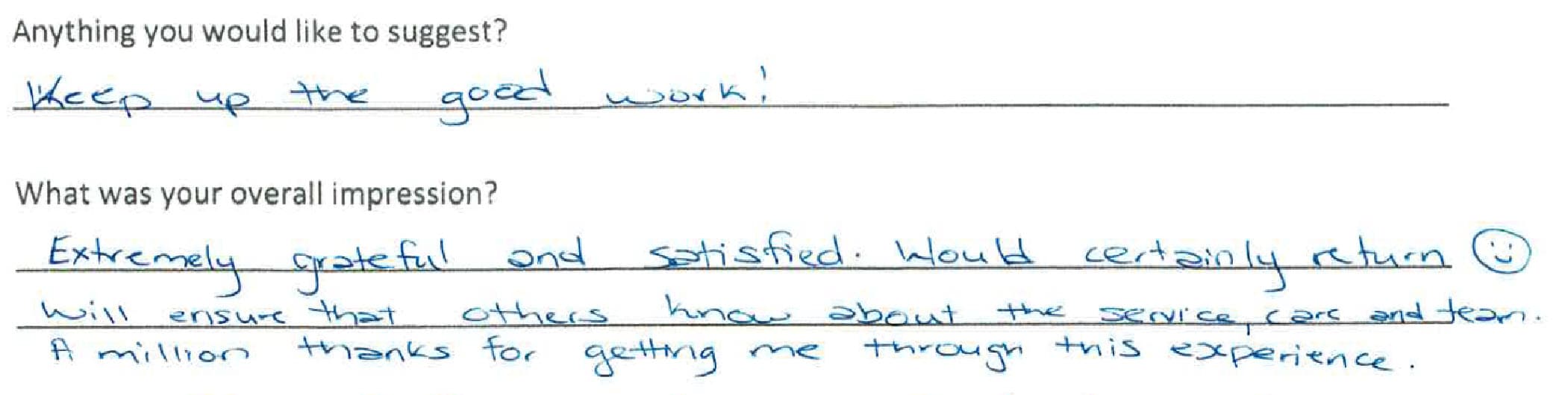 Handwritten Cayman Medical patient review 4 of 15