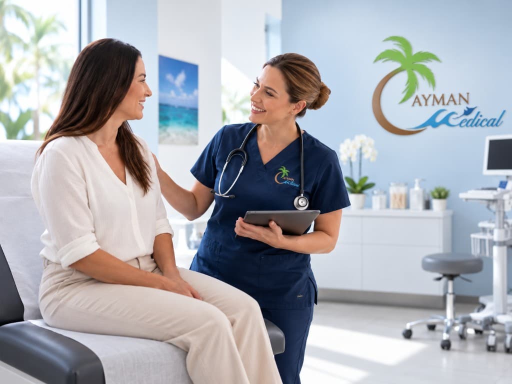 Cayman Medical clinician speaking with a patient during a connected care consultation